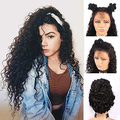 

〖Follure〗Brazilian Less Lace Front Full Wig Long Wave Black Natural Looking Women Wigs