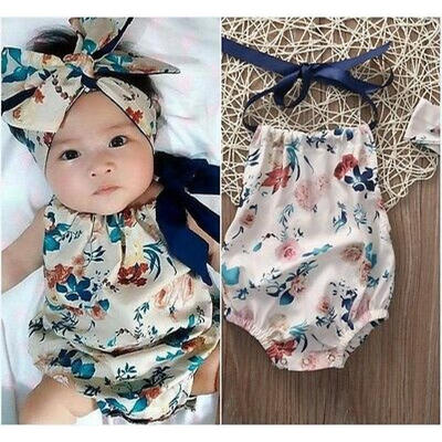 

Cotton Newborn Baby Girl Floral Romper Jumpsuit Bodysuit Clothes Outfits Sunsuit