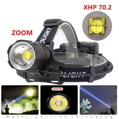 

Oasismall 80000LM Bright Led xhp702 USB Headlamp 3 Modes Rechargeable Zoom Waterproof HeadlightWith Battery