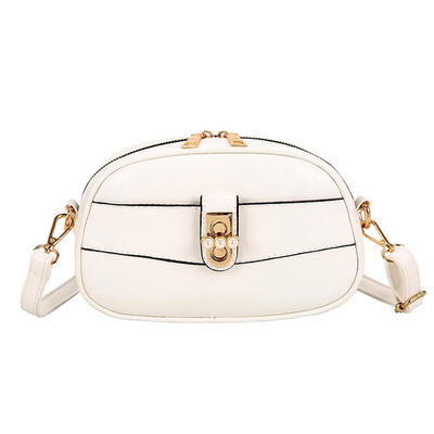 

Elegant Pearl Buckle Bag Women Shoulder Messenger Zip Leather Solid Bags