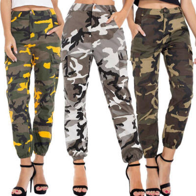 

UK Womens Camo Cargo Trousers Casual Pants Military Army Combat Camouflage Pants
