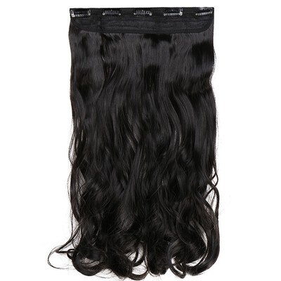 

Synthetic Fiber Clips in on Hair Extension 34 Full Head One Piece 5 Clips Long Silky Straight Curly Wavy
