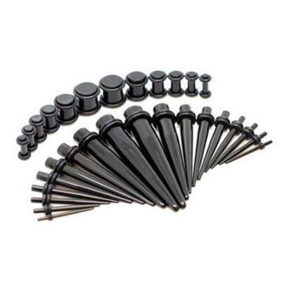

18pc Acrylic Tapers Plugs 14G-00G Double O-Rings Ear Gauges Stretching Kit Punk