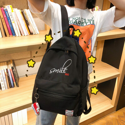 

Schoolbag female Korean high school students Chaopai casual embroidery Mori nylon ancient feeling girl Japanese backpack