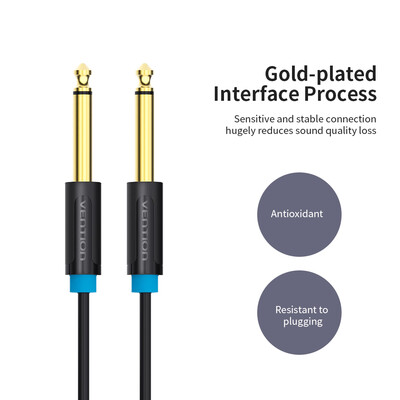 

VENTION 65mm Audio Cable Male to Male Audio Cable HiFi Gold-plated for GuitarAmplifier Microphone 10m Black