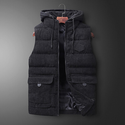 

Toponeto New Fashion Men Autumn Winter Hooded Solid Outwear Vest Jacket Tops Blouse
