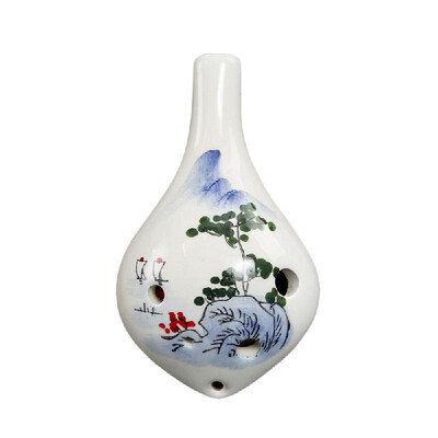 

6 Holes Ceramic Ocarina Alto C Wine Bottle Style Hand Painted Musical Instrument with Lanyard Music Score For Music Lover&Lear