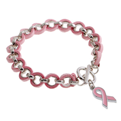 

Pink Ribbon Breast Cancer Awareness Wake Visor Charm Bracelets
