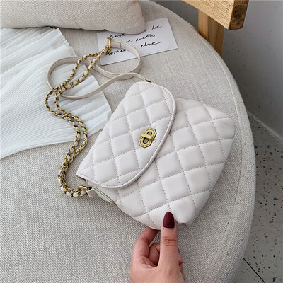 

Lingge chain bag net red foreign-style lock buckle womens bag 2019 new ins summer Korean slung small square bag