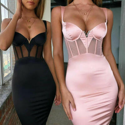 

Womens Sleeveless Bandage Bodycon Evening Party Cocktail Club Mini Short Dress