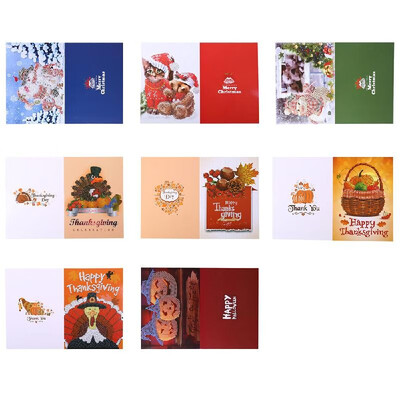 

5D Diamond Painting Christmas Cards Diamond Embroidery Birthday Paper DIY Greeting Postcards Cartoon Craft Kids Gift 8PCS