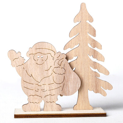

1Set Wood Crafts Christmas Santa Claus&Snowman Wooden Ornaments For Home Decor