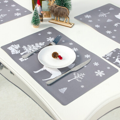 

Gobestart Creative Christmas PVC printing Bowl Fork Placemat Mat 6 placemats 6 coasters