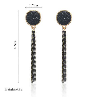 

Korean Trend of Earrings in 2019 Silvery Stars geometry Round Irregularity Drop Earrings Crystal Long Party Jewery