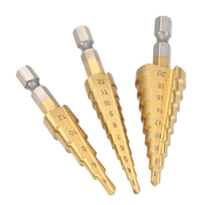 

3 Pcsset HSS Titanium Coated Straight Flute Step Drill Bits Essential Hardware Tool Pagoda Drill Bit Set 3-12mm 4-12mm 4-20mm