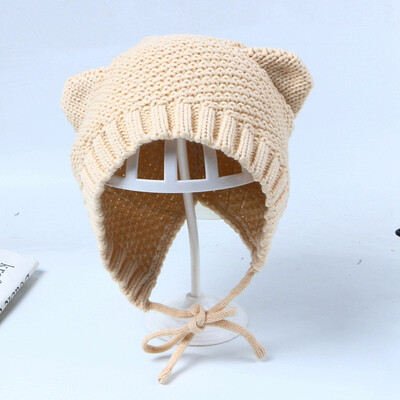 

Cat Ear Wool Hat ins Earmuff Women Warm Ears in Autumn&Winter Korean Retro Knitted Lace Ear Wrap Ear Cover