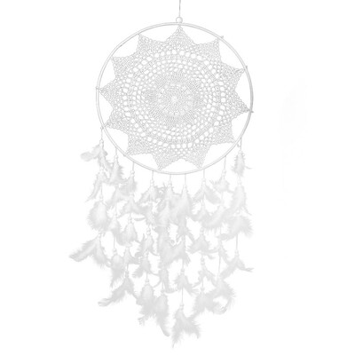 

366 Big Size White Handmade Dream Catcher With Feathers