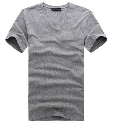 

Simple Mens V Neck Simple Cotton T-shirt Slim Fit Short Sleeve Summer Clothes