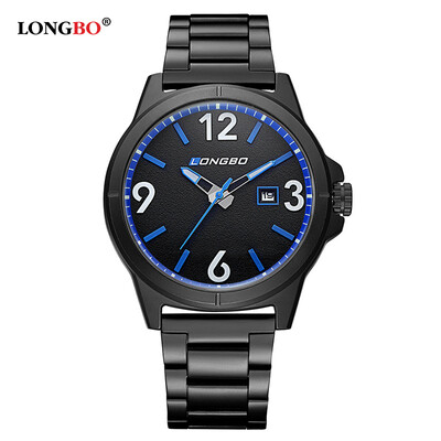 

Fashion sports waterproof black steel belt mens watch luminous quartz mens watch 3003