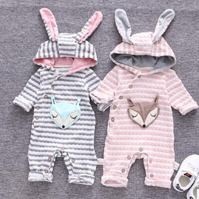 

Cute Fox Kids Baby Warm Infant Romper Jumpsuit Bodysuit Hooded Clothes Outfit 0-24M