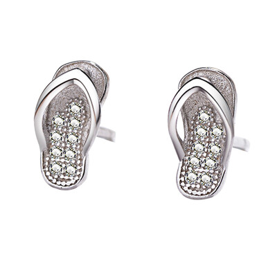 

Fashion Womens Earrings Cute Slipper Gemstone Ear Studs Jewelry