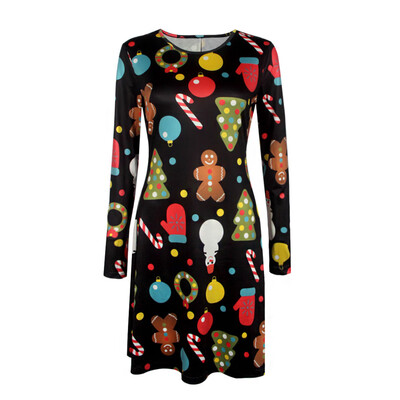 

Womens Ladies Christmas Santa Claus Lucky Star Ball Dress Snowflake