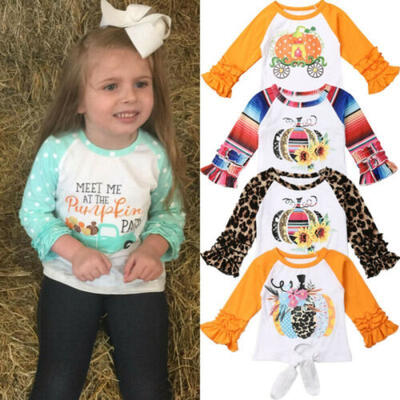 

Cute Toddler Kids Baby Girls Halloween Pumpkin Tops T-Shirt Blouse Clothes