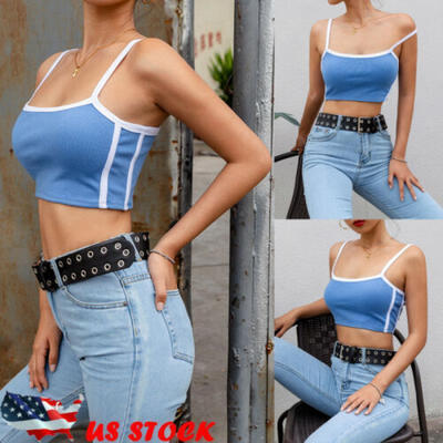 

US Women Sexy Striped Crop Top Bustier Tube Crop Tank Top Cami Tops Vest Blouse