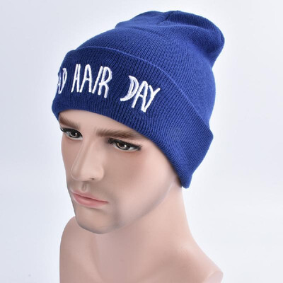 

Beanie Bad Hair Day Hat Letter Adult Casual Unisex Acrylic Hat Cap Winter Cap Beanie for Men Women