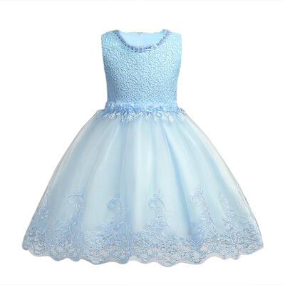 

Toddler Girls Baby Tutu Dress Flower Pearl Lace Mesh Dress for Wedding