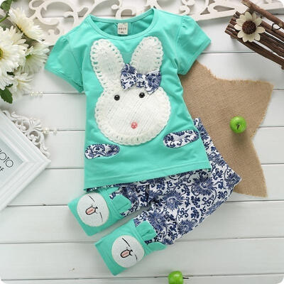 

Suit Baby Kids Girls Boys Toddlers Cute Rabbit TopShort Pants Set Clothes