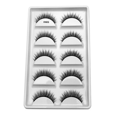 

Gobestart 3D Eyelash Imitation Mink Natural Thick False Eyelash 5 Pairs