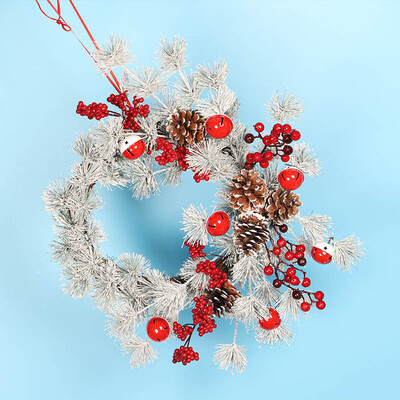 

〖Follure〗Window Decoration Door Bell Pine Cone Garland 55CM Red Fruit Christmas Decoratio