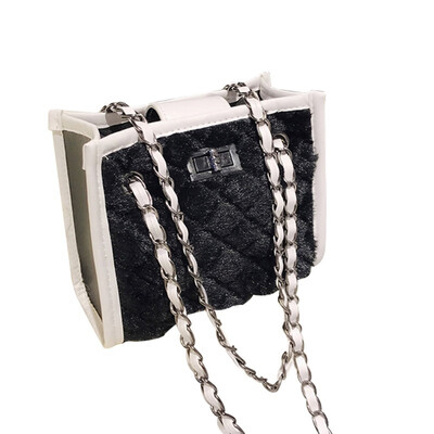 

Girls Casula Handbags Women Plaid Embroidered Line Single Shoulder Bag Solid Color Plush Messenger Crossbody 2019 Bags