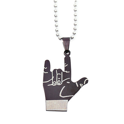 

2019 New Durable Black Palm I Love You Choker Charm DIY Necklace Pendant Retro Stainless Steel Necklace