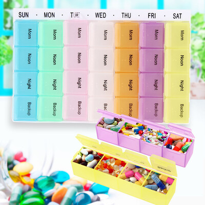

28SlotsPlasticTwice-a-dayWeekly PillOrganizer Medicine Storage BoxContainer