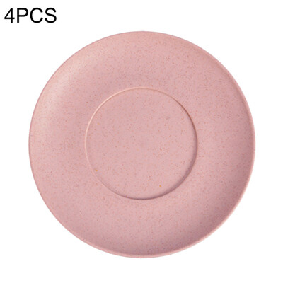 

4Pcs Wheat Straw Plate Plastic Snack Dessert Food Dish Kitchen Trash Tray Holder