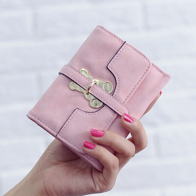 

2019 new womens short wallet cute little bear three folding bag card long wallet