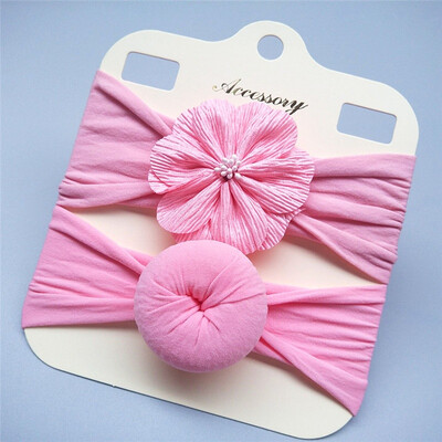 

2Pcs Baby Cute Headwears Kids Girls Boys Solid Donut Flower Design Headband Children All SeasonsParty Gifts 0-6Y