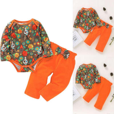 

UK 2pcs Newborn Baby Boy Girl Clothes Halloween Romper Pants Trousers Outfit Set