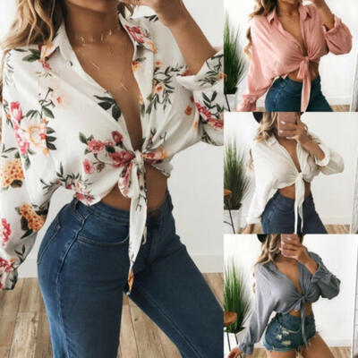 

Fashion Women Casual Tank Crop Tops Vest Blouse Off Shoulder Long Sleeve T-Shirt