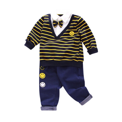

2Pcs Infant Toddler Baby Boys Stripe Bow TopsPants Outfits Clothes Set