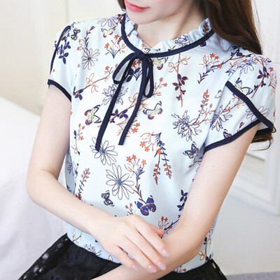 

NEW Summer Womens Casual Loose Short Sleeve Floral Blouse T-shirt Chiffon Tops