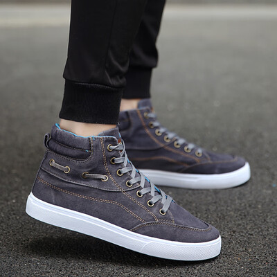 

Denim canvas shoes male Korean version of the wild breathable casual shoes students high-top shoes tide mens shoes 2019 summer
