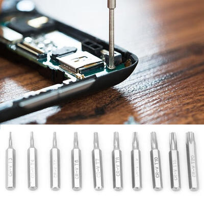 

Greensen 10PCS 4mm Shank Pentalobe Screwdriver Bits Set Repair Tools T3T4T5T6T7T8T9T10T15T20