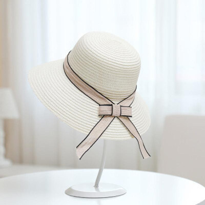 

Women Hat Summer Fall Sunscreen Bow Straw Weaving Hat Wide Brim Foldable Travel Beach Hats Suns Visor UV Protection Cap
