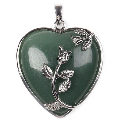 

Heart Flower Natural Quartz Crystal Gem Pendant Chain Women Magic Vogue