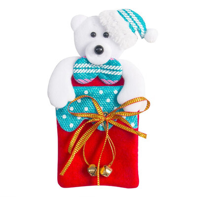 

Christmas Tree Hanging Ornaments Xmas Santa Kids Candy Gift Bag wBowknot Bell Festival Party Xmas Decorations