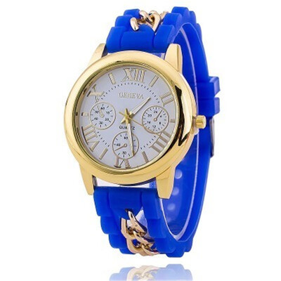 

Geneva fake three-eye watch casual silicone jelly bracelet womens watch