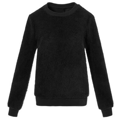

Nomeni Women Plush Sweater Imitation Lambskin Round Neck Long Sleeve Blouse AGL